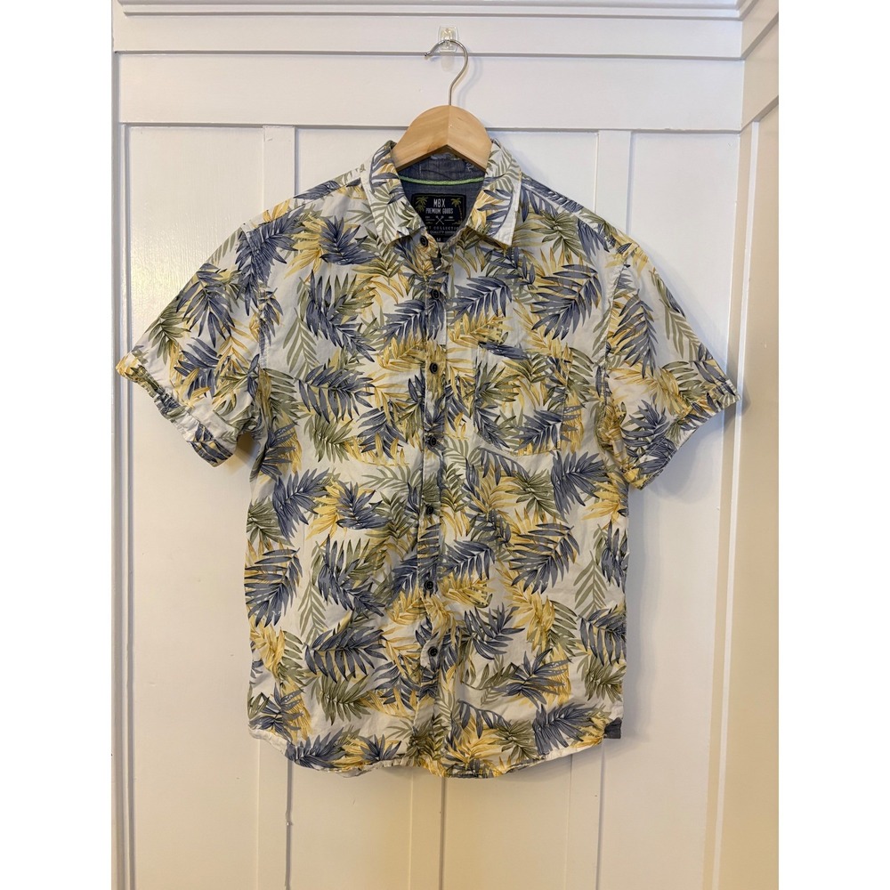 MBX Premium Goods Mens Medium Tropical Palm Leaf Short Sleeve Button Down Shirt